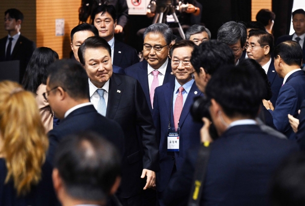재외동포청 인천 출범을 축하하기 위해 인천을 찾은 윤석열 대통령.